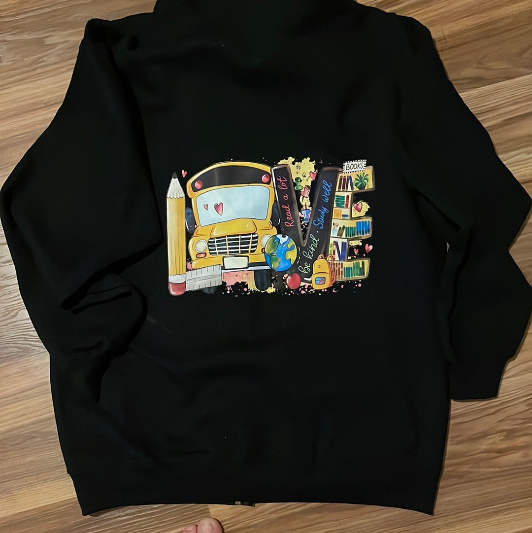 Bus Love Zip Up Hoodie Sweatshirt