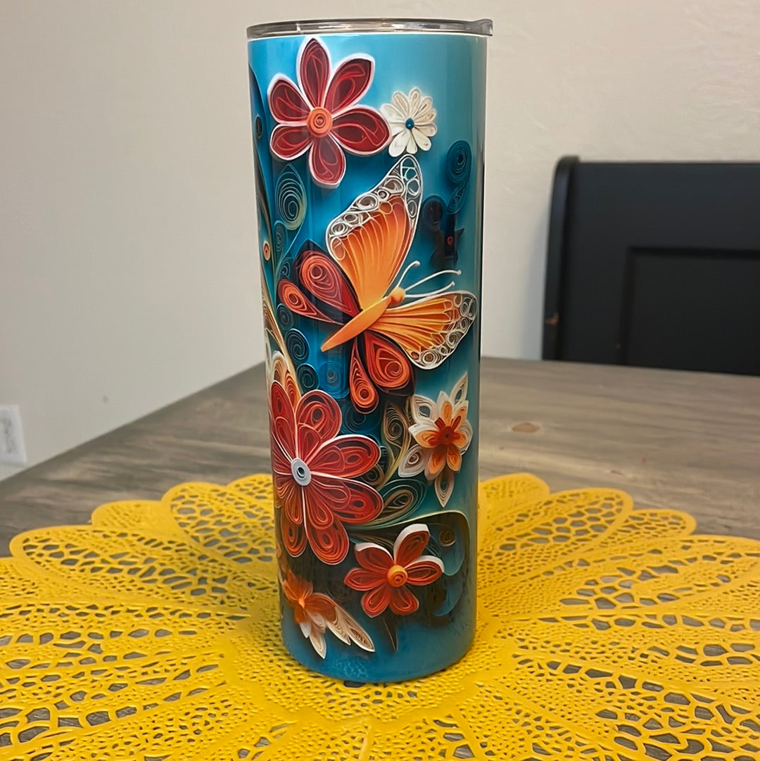 3D Paper Butterfly Tumbler