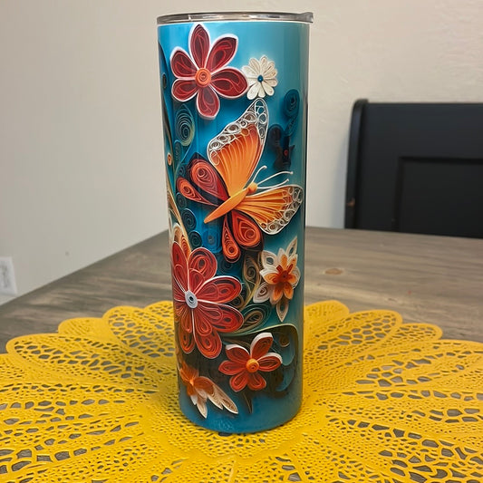 3D Paper Butterfly Tumbler
